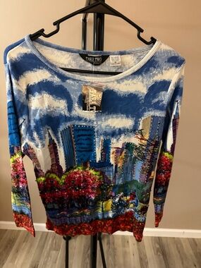 Take Two Blue Scenic Cityscape Long-Sleeve Top